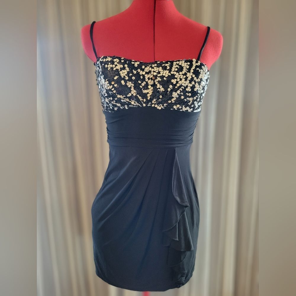 B Darlin Black Mini Dress Balck & White Sequins